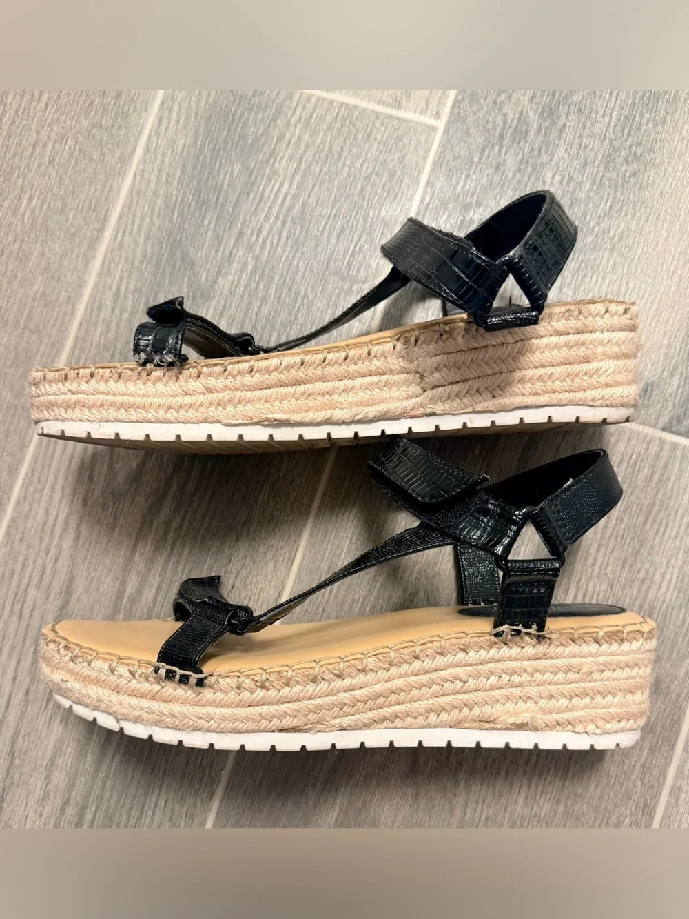 Nine West Black Espadrille Wedge Sandals